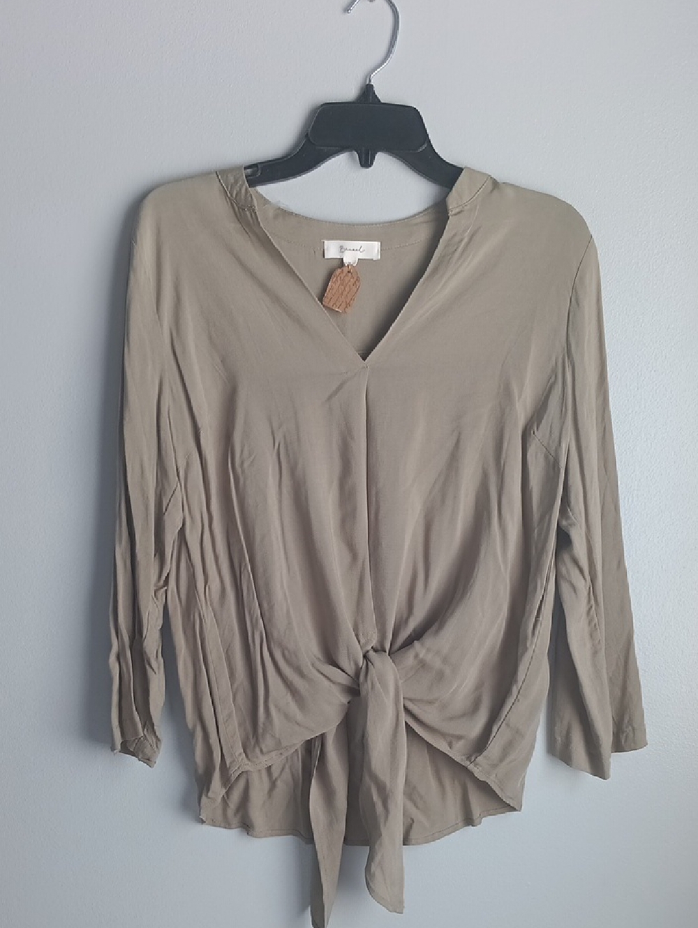 NWT Be Cool Green Khaki Tie Front Shirt